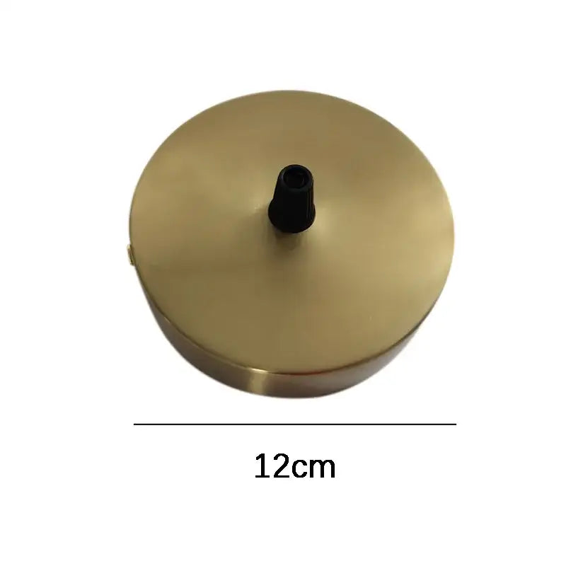 Brass ceiling plate lamp base with a brushed finish and black central mounting stem for kitchen diy lighting kit