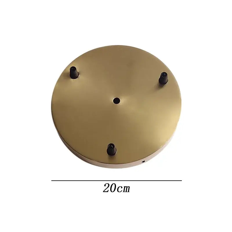 Gold-colored circular brass ceiling plate lamp base with three black mounting screws for kitchen diy kit set of 6
