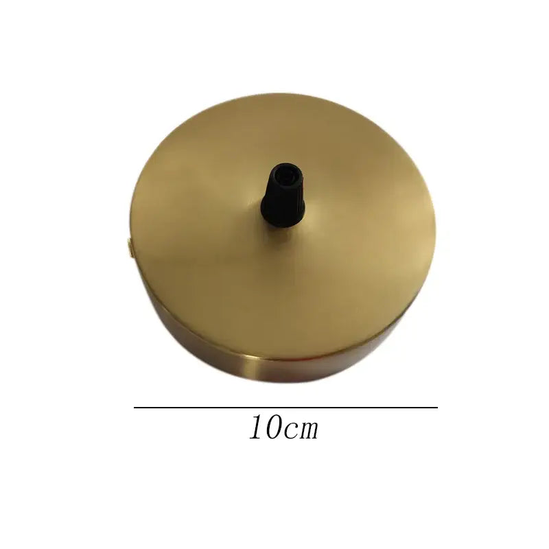 Gold-colored circular brass ceiling plate lamp base with black central socket for kitchen diy lighting kit set of 6