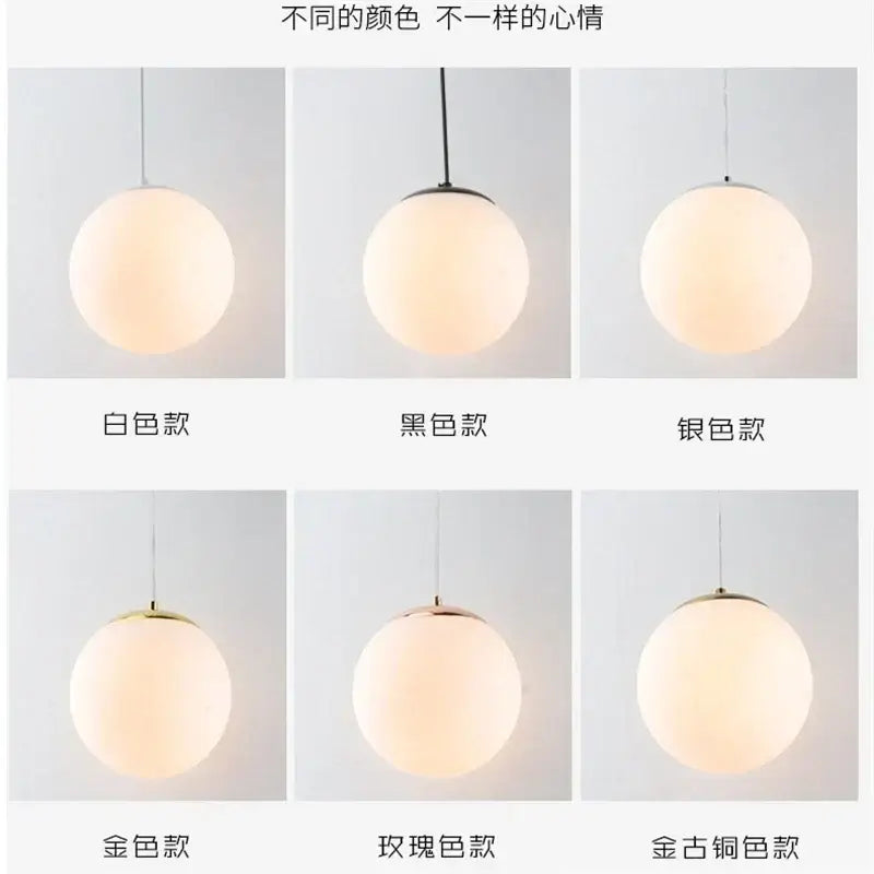 Set of 6 frosted glass ball pendant lights in modern spherical design available in multiple finishes for living room decorbites glass ball pendant