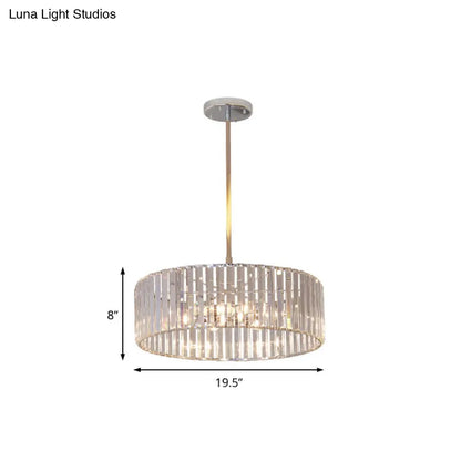 Lámpara colgante redonda de cristal con pantalla - 49,5 cm/60 cm de ancho - Simplicity 5/6 luces - Lámpara de araña cromada