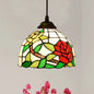 Shaded Tiffany Glass Pendant Light - Elegant 1-Bulb Suspension Fixture for Corridor