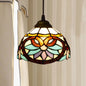 Shaded Tiffany Glass Pendant Light - Elegant 1-Bulb Suspension Fixture for Corridor