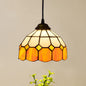 Shaded Tiffany Glass Pendant Light - Elegant 1-Bulb Suspension Fixture for Corridor