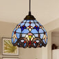 Shaded Tiffany Glass Pendant Light - Elegant 1-Bulb Suspension Fixture for Corridor