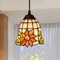 Shaded Tiffany Glass Pendant Light - Elegant 1-Bulb Suspension Fixture for Corridor