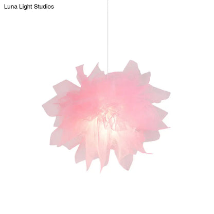 Sheer Flower Ceiling Pendant Light - Modern 1 Light - 18"/27" Width - White/Blue/Pink - Suspended Lamp for Bedroom