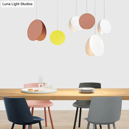 Shell-Inspired Round Pendant Lamp - Macaron Style - Metal - 1-Light Ceiling Light