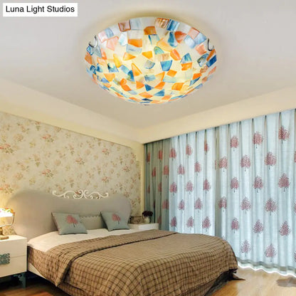 DecorBites™ DecorBites™ Shell Mosaic Flush Ceiling Light Tiffany Style Flush Mount Lighting Fixture for Bedroom