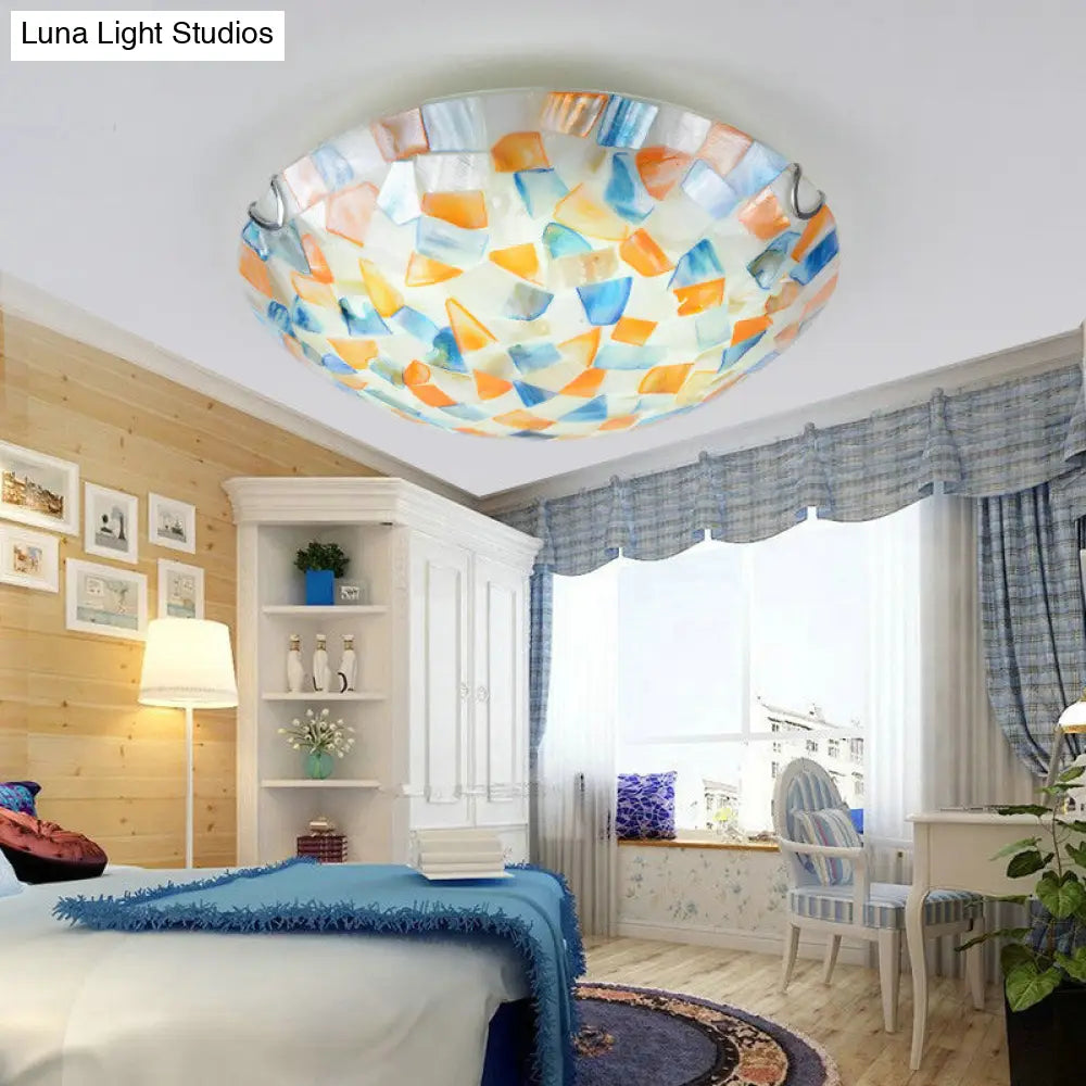 DecorBites™ DecorBites™ Shell Mosaic Flush Ceiling Light Tiffany Style Flush Mount Lighting Fixture for Bedroom