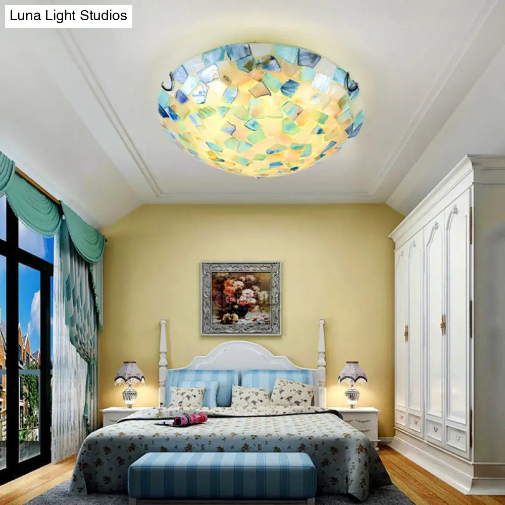 DecorBites™ DecorBites™ Shell Mosaic Flush Ceiling Light Tiffany Style Flush Mount Lighting Fixture for Bedroom