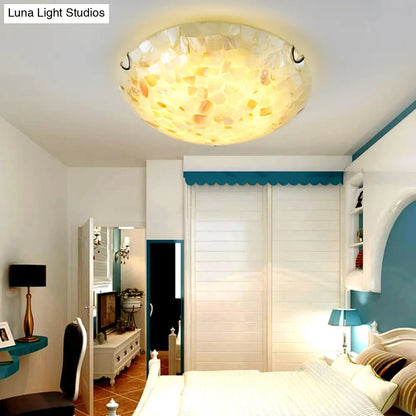 DecorBites™ DecorBites™ Shell Mosaic Flush Ceiling Light Tiffany Style Flush Mount Lighting Fixture for Bedroom