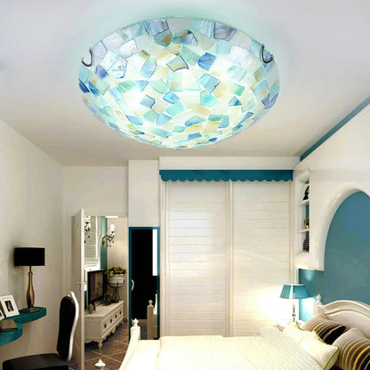 DecorBites™ DecorBites™ Shell Mosaic Flush Ceiling Light Tiffany Style Flush Mount Lighting Fixture for Bedroom