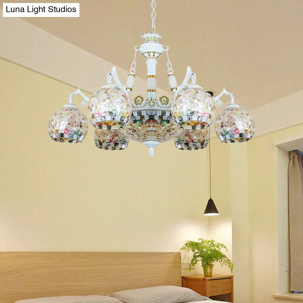 Shell Mosaic Pendant Chandelier - White Tiffany Design - 5/9/11 Lights - Ideal for Living Room Ceiling Suspension