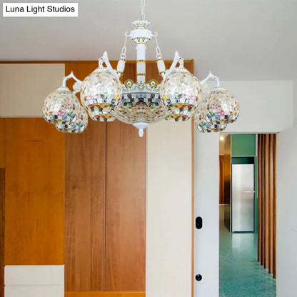 Shell Mosaic Pendant Chandelier - White Tiffany Design - 5/9/11 Lights - Ideal for Living Room Ceiling Suspension