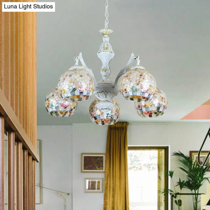 Shell Mosaic Pendant Chandelier - White Tiffany Design - 5/9/11 Lights - Ideal for Living Room Ceiling Suspension