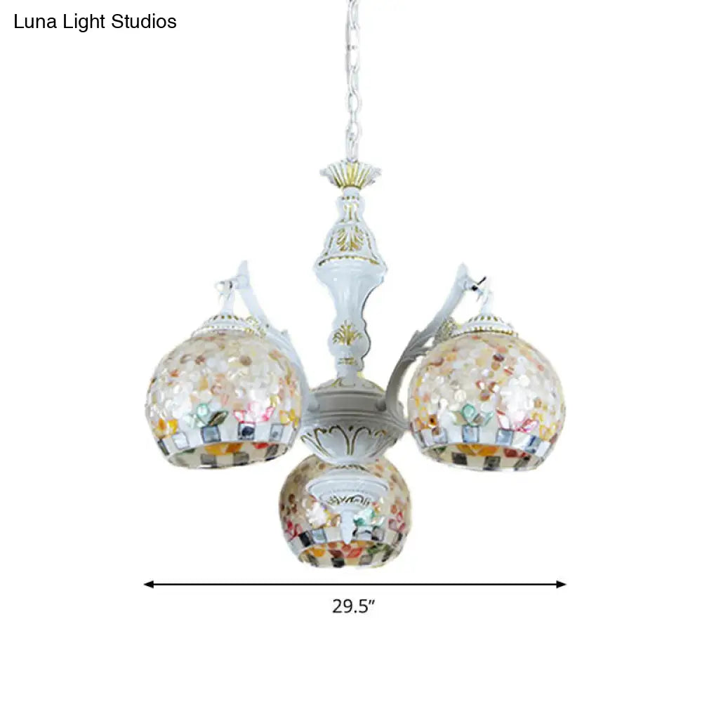 Shell Mosaic Pendant Chandelier - White Tiffany Design - 5/9/11 Lights - Ideal for Living Room Ceiling Suspension