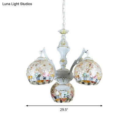 Shell Mosaic Pendant Chandelier - White Tiffany Design - 5/9/11 Lights - Ideal for Living Room Ceiling Suspension