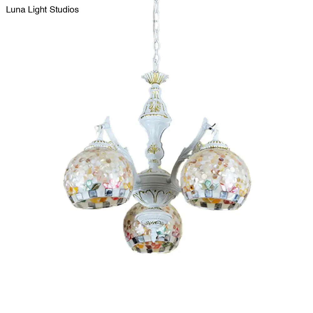 Shell Mosaic Pendant Chandelier - White Tiffany Design - 5/9/11 Lights - Ideal for Living Room Ceiling Suspension