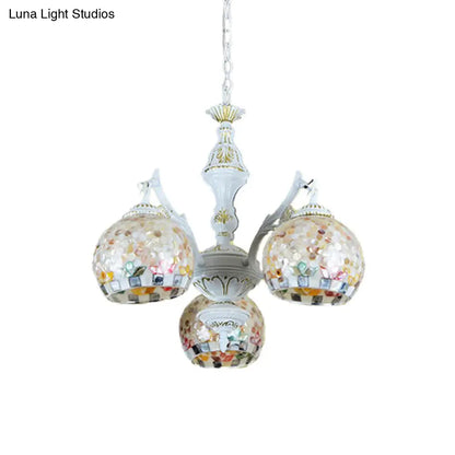 Shell Mosaic Pendant Chandelier - White Tiffany Design - 5/9/11 Lights - Ideal for Living Room Ceiling Suspension