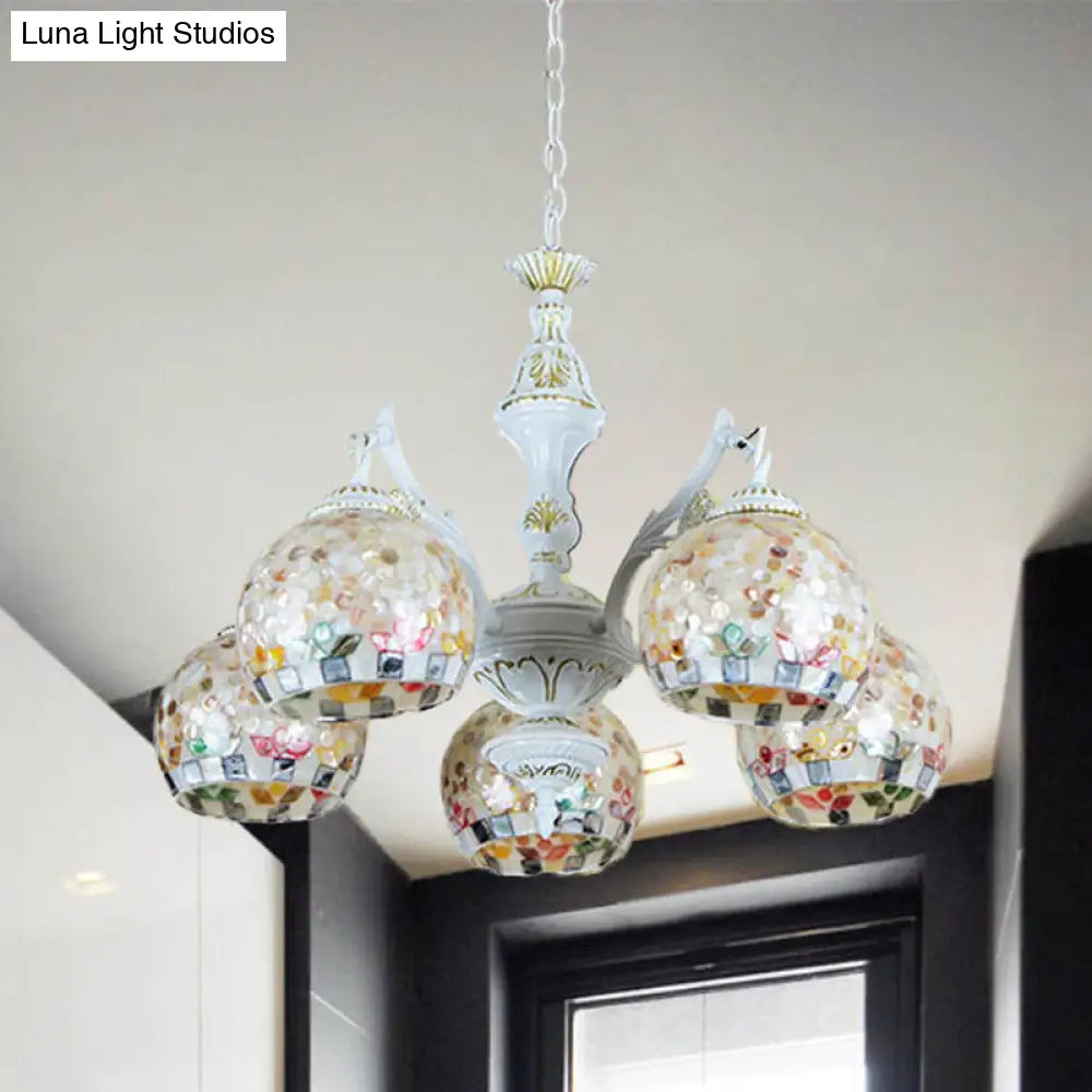 Shell Mosaic Pendant Chandelier - White Tiffany Design - 5/9/11 Lights - Ideal for Living Room Ceiling Suspension