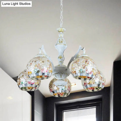 Shell Mosaic Pendant Chandelier - White Tiffany Design - 5/9/11 Lights - Ideal for Living Room Ceiling Suspension