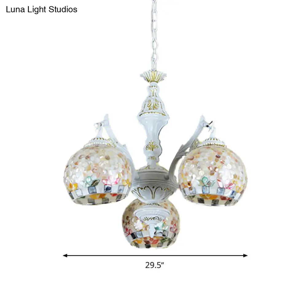 Shell Mosaic Pendant Chandelier - White Tiffany Design - 5/9/11 Lights - Ideal for Living Room Ceiling Suspension