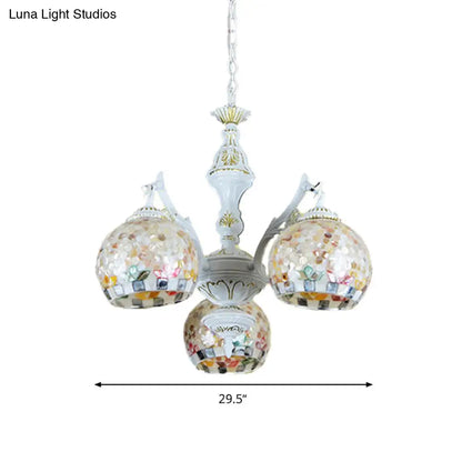 Shell Mosaic Pendant Chandelier - White Tiffany Design - 5/9/11 Lights - Ideal for Living Room Ceiling Suspension