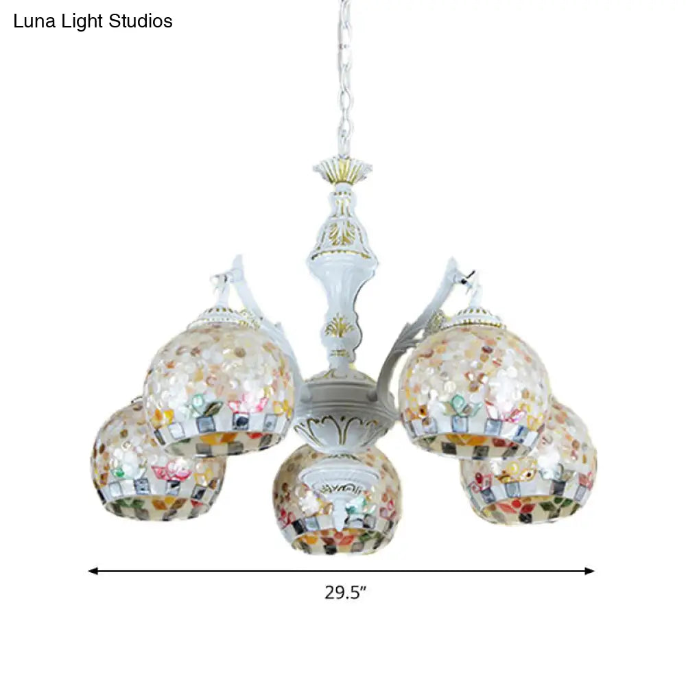 Shell Mosaic Pendant Chandelier - White Tiffany Design - 5/9/11 Lights - Ideal for Living Room Ceiling Suspension