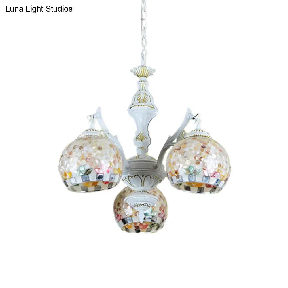 Shell Mosaic Pendant Chandelier - White Tiffany Design - 5/9/11 Lights - Ideal for Living Room Ceiling Suspension