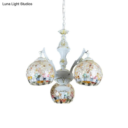Shell Mosaic Pendant Chandelier - White Tiffany Design - 5/9/11 Lights - Ideal for Living Room Ceiling Suspension