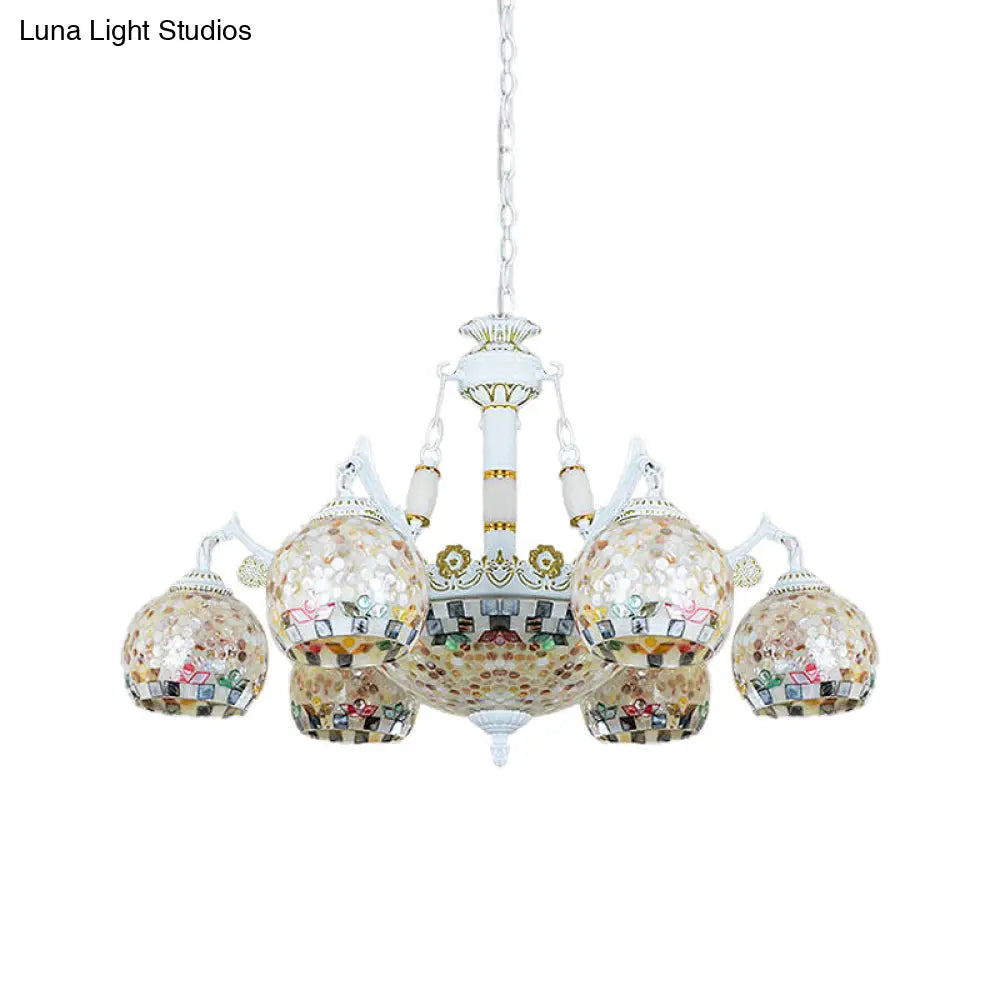 Shell Mosaic Pendant Chandelier - White Tiffany Design - 5/9/11 Lights - Ideal for Living Room Ceiling Suspension