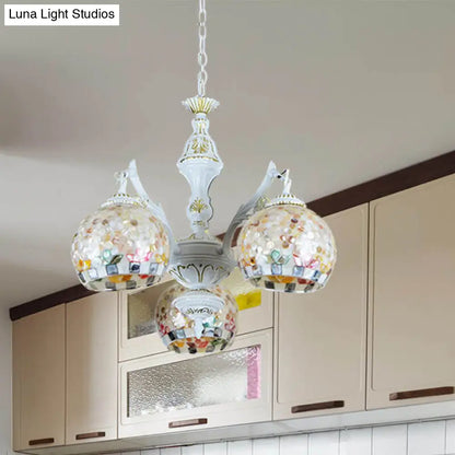 Shell Mosaic Pendant Chandelier - White Tiffany Design - 5/9/11 Lights - Ideal for Living Room Ceiling Suspension