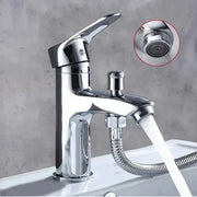 Shower faucet set multifunctional with chrome finish single-handle and flexible hose for versatile bathroom use