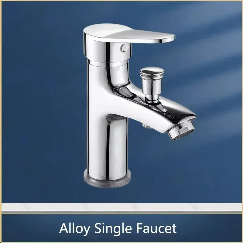 Chrome-finished alloy single faucet with a sleek modern design and flat elongated handle in a multifunctional shower faucet set