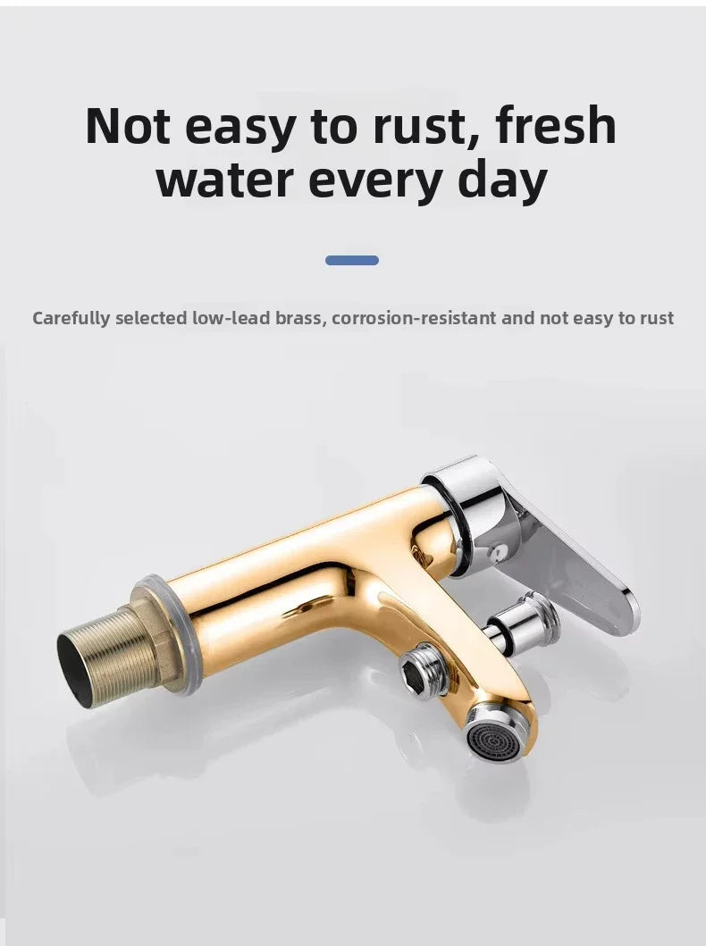 Gold-finished single-handle multifunctional shower faucet set made of low-lead brass with a sleek modern design