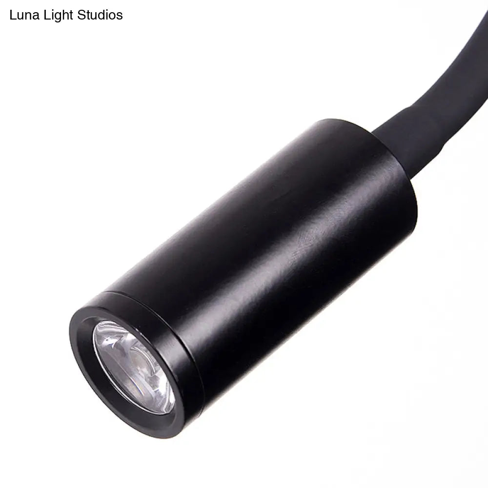 DecorBites™ DecorBites™ Silicone and Metal LED Adjustable Cylinder Reading Wall Light in Contemporary Black/White Design