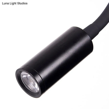 DecorBites™ DecorBites™ Silicone and Metal LED Adjustable Cylinder Reading Wall Light in Contemporary Black/White Design