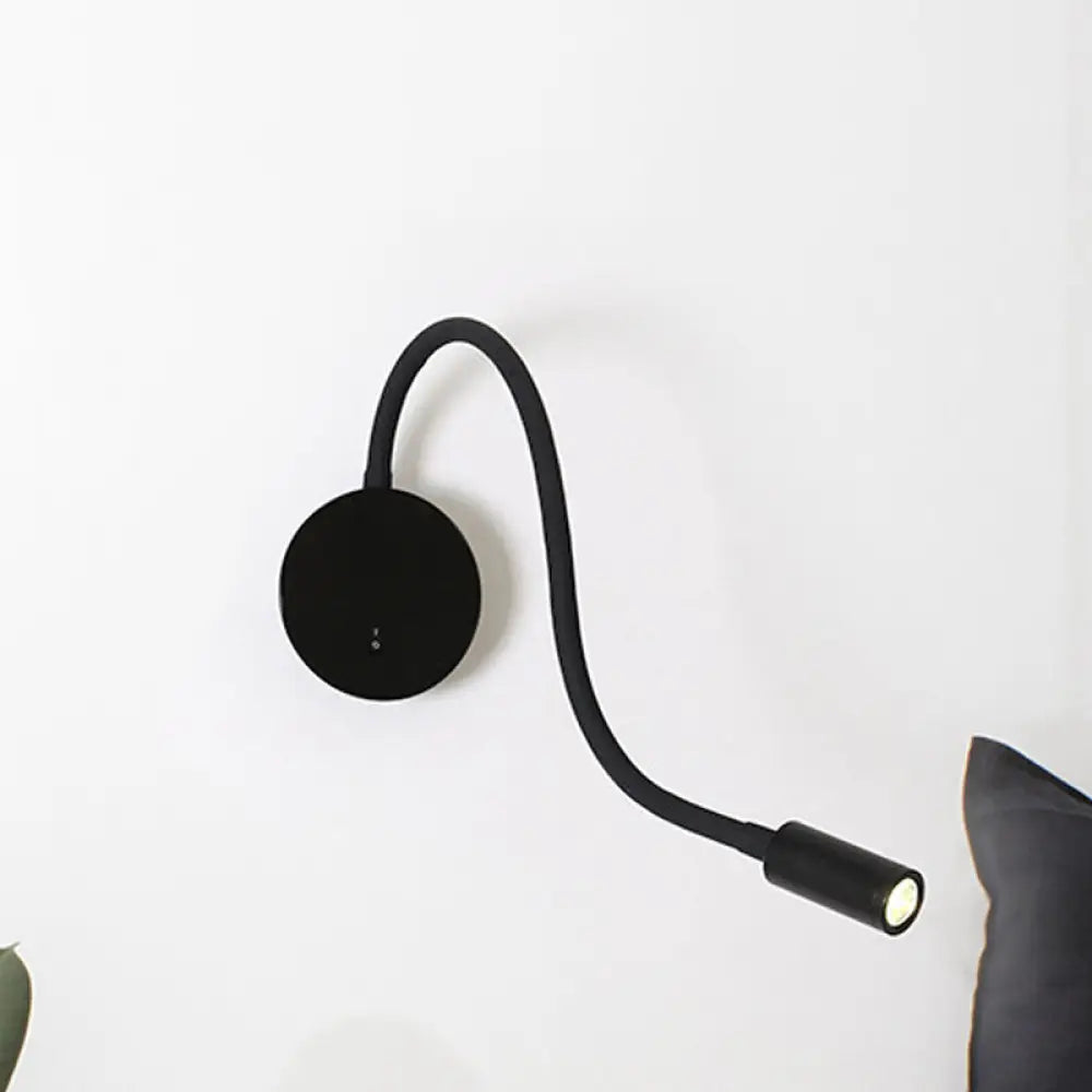 DecorBites™ DecorBites™ Silicone and Metal LED Adjustable Cylinder Reading Wall Light in Contemporary Black/White Design