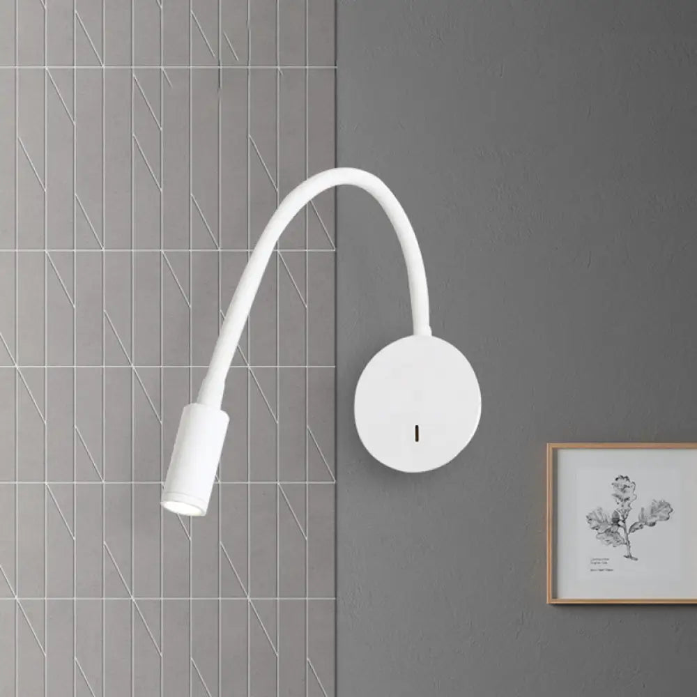 DecorBites™ DecorBites™ Silicone and Metal LED Adjustable Cylinder Reading Wall Light in Contemporary Black/White Design