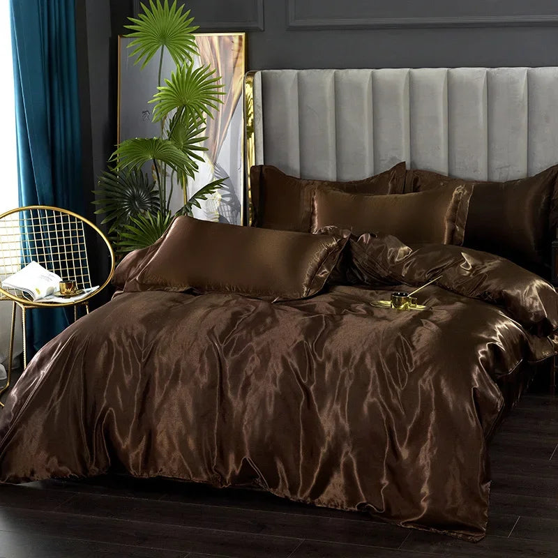 Silk Luxury Bedding Set: Duvet Cover Bedsheet