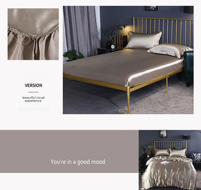 Silk Luxury Bedding Set: Duvet Sheet Pillowcase