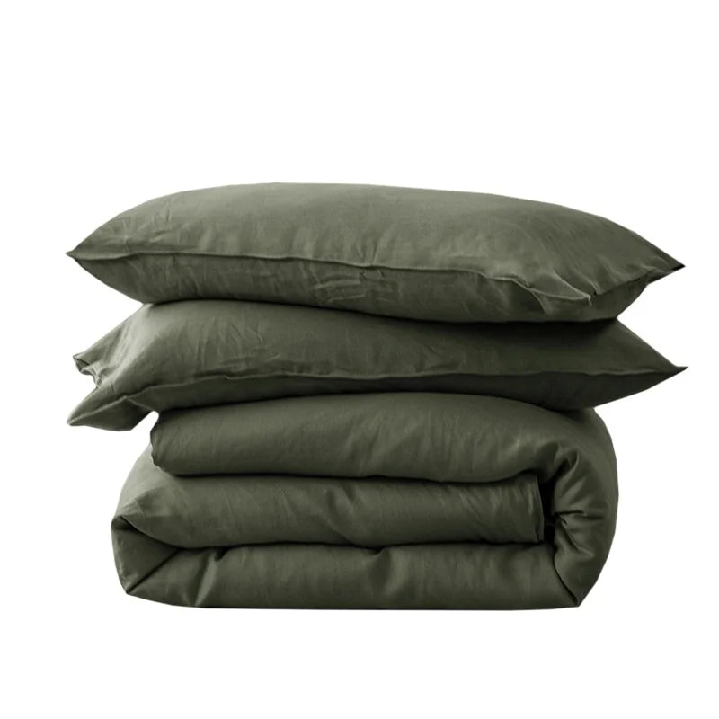 Silky Cooling Duvet Cover Set 3pcs Full/Queen/King - olive green / 150x200cm 3pcs