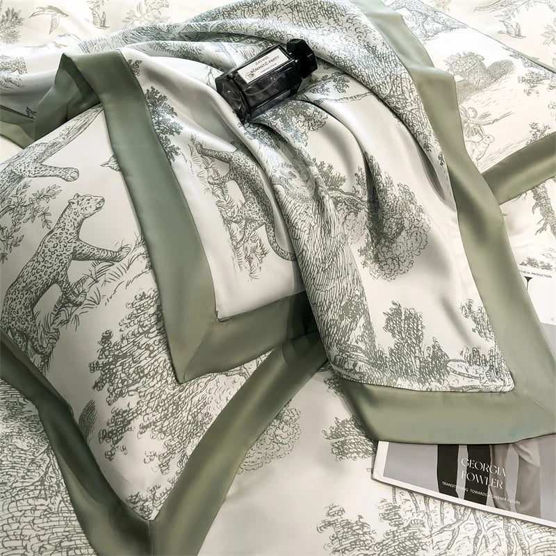 Silky Eucalyptus Fiber Bedding Set - Forest Leopard