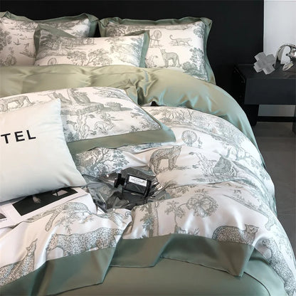 Silky Eucalyptus Fiber Bedding Set - Forest Leopard
