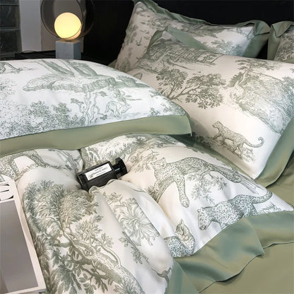 Silky Eucalyptus Fiber Bedding Set - Forest Leopard