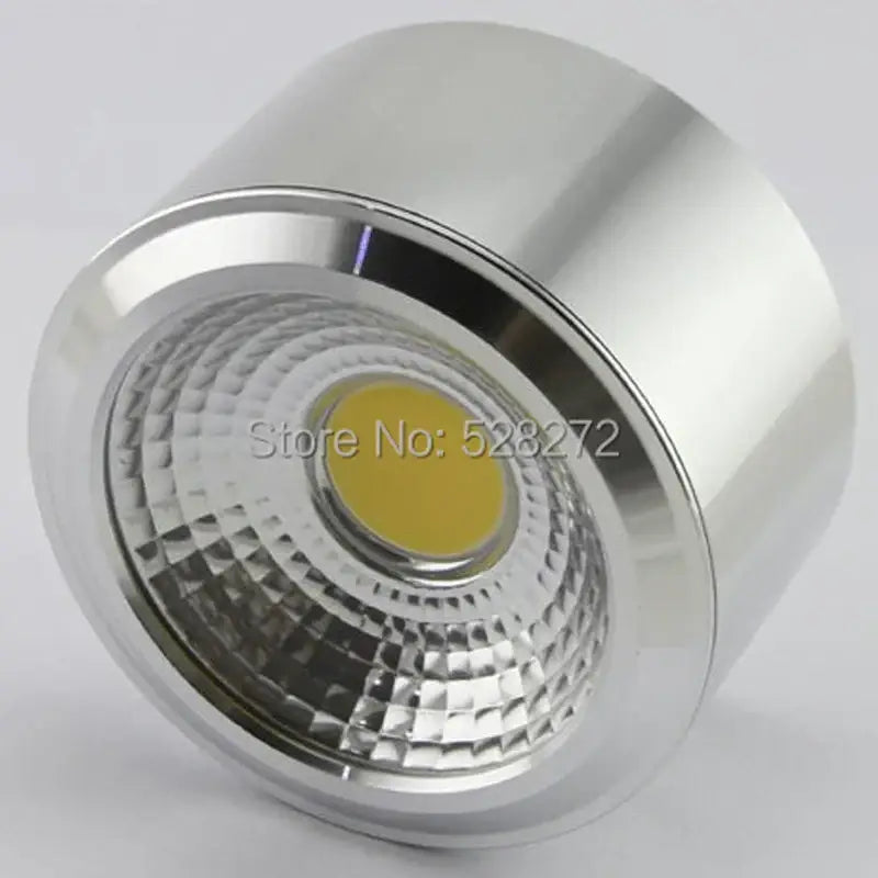 Silver 15w cob led downlight with shiny chrome finish and circular textured lens for exhibition and decorative lighting