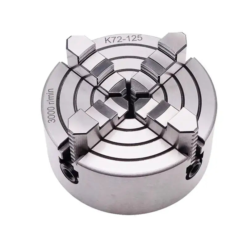 Silver 4 jaw lathe chuck k72-125 metal workshop scroll tool with circular design and four angular jaws decorbites 125mm