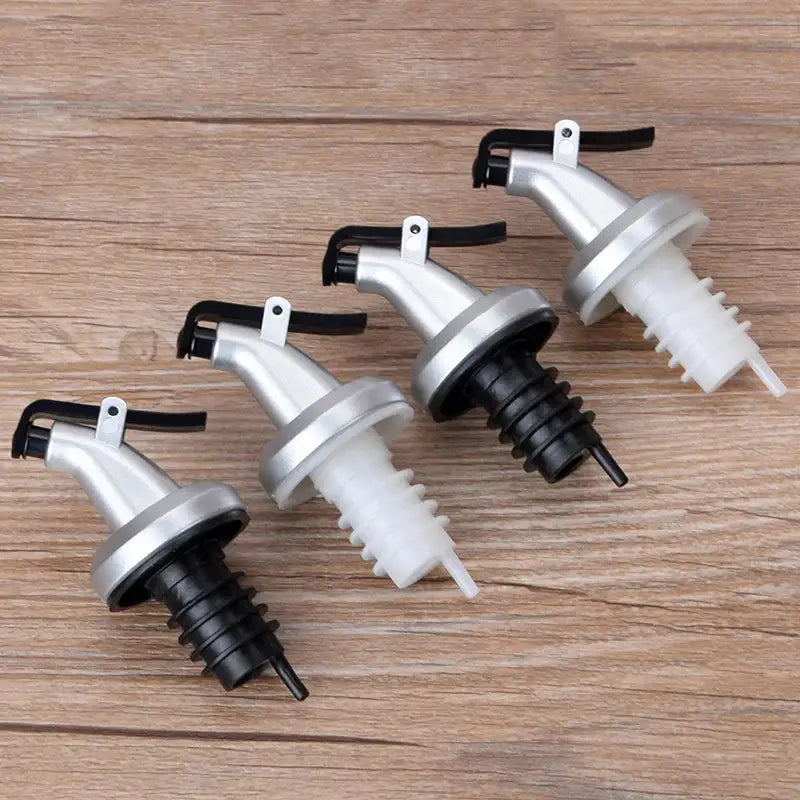 Silver and black plastic lever bottle cap stopper set decorbites kitchen dispenser with sleek modern design
