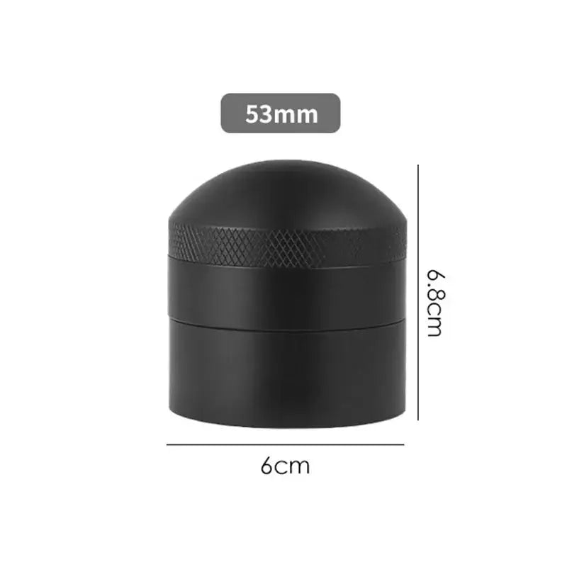 Black matte metal herb grinder with textured grip band and stacked sections for decorbites coffee needle distributor use